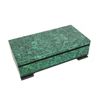 Плоская шкатулка из малахита, 14 × 9 см