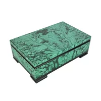 Плоская шкатулка из малахита, 15 × 9 см